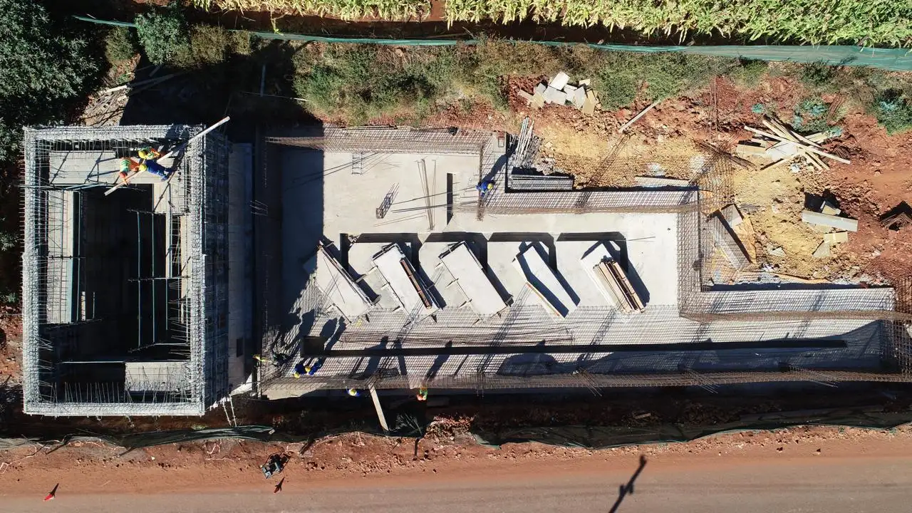 Aerial view of a civil engineering site under construction